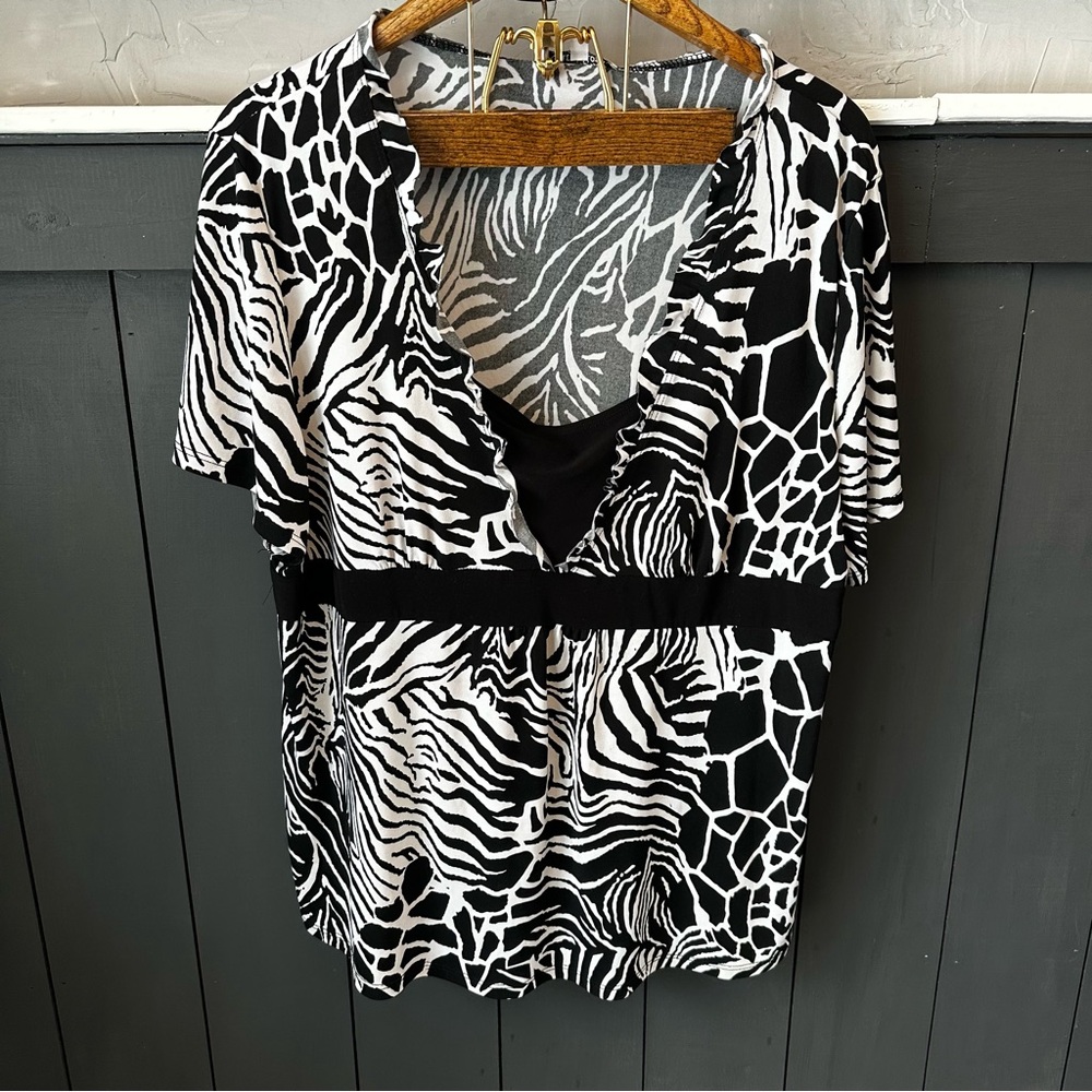 Carol Rose Animal Print Boho Babydoll Short Sleeve Plus Size 3X